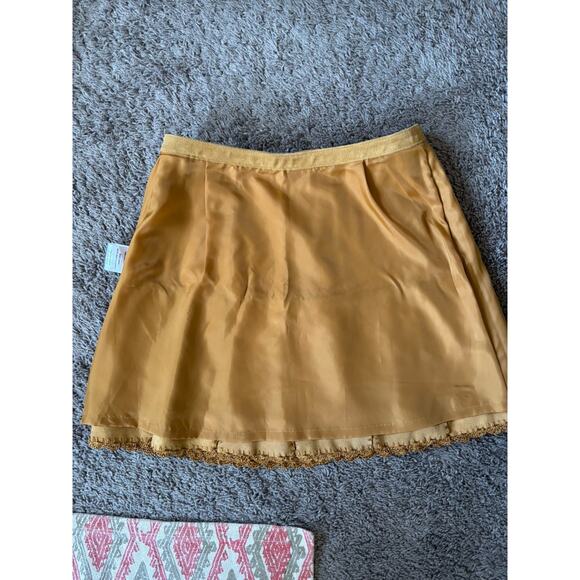Free People Piece Out Suede Patchwork Mini Skirt Tan Women's 8 EUC - Picture 7 of 10